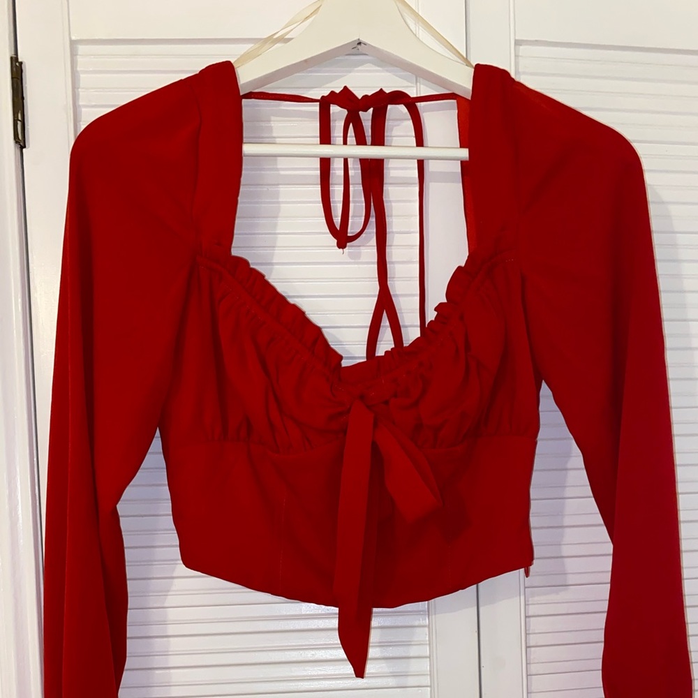 Red long sleeve blouse!